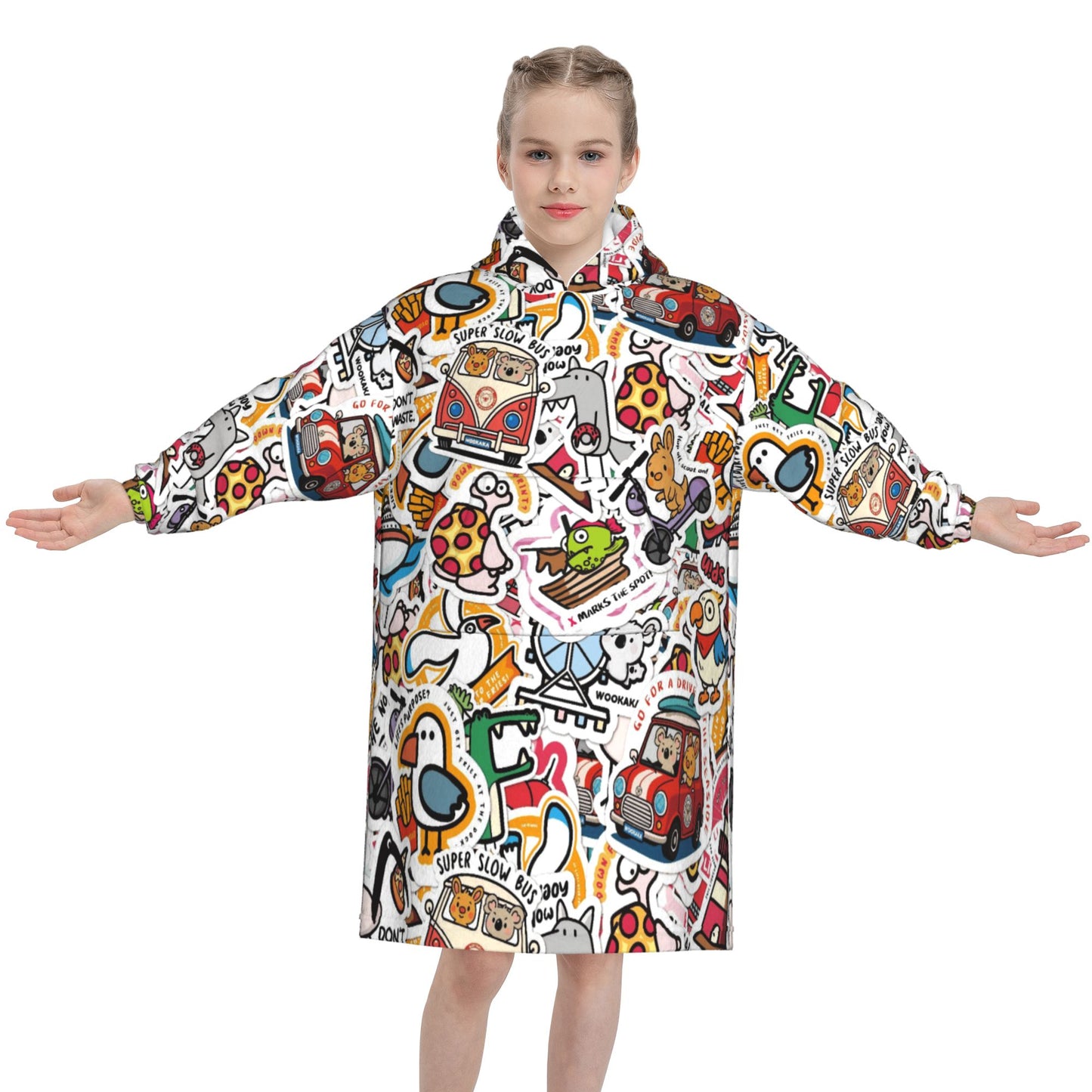Kids Blanket Hoodie 320g Flannel