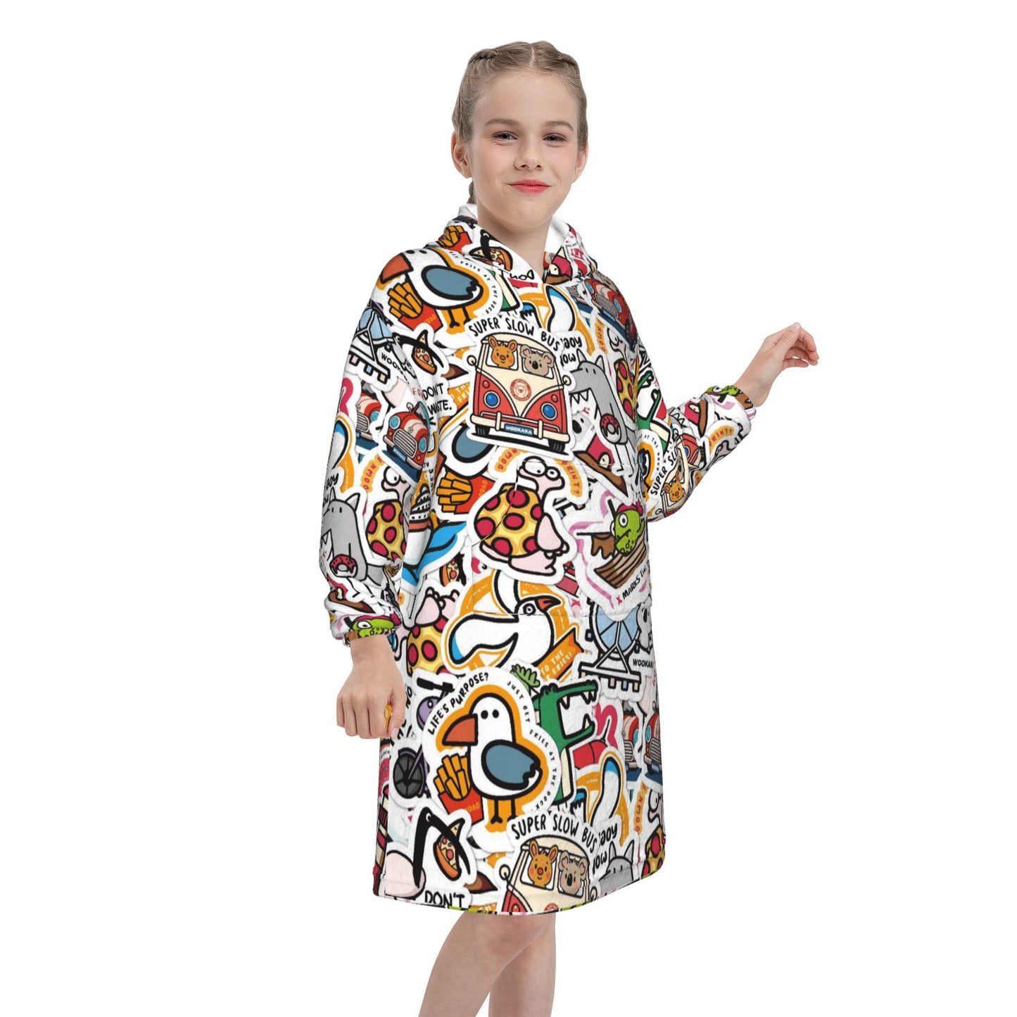 Kids Blanket Hoodie 320g Flannel