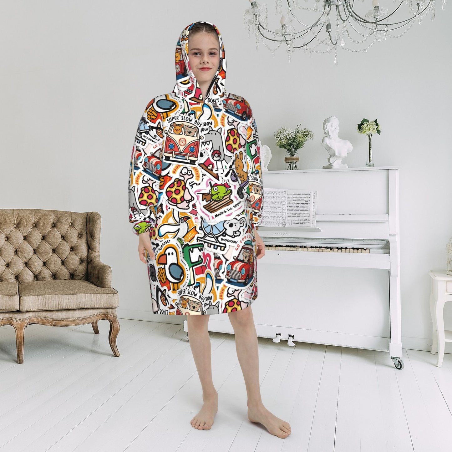 Kids Blanket Hoodie 320g Flannel
