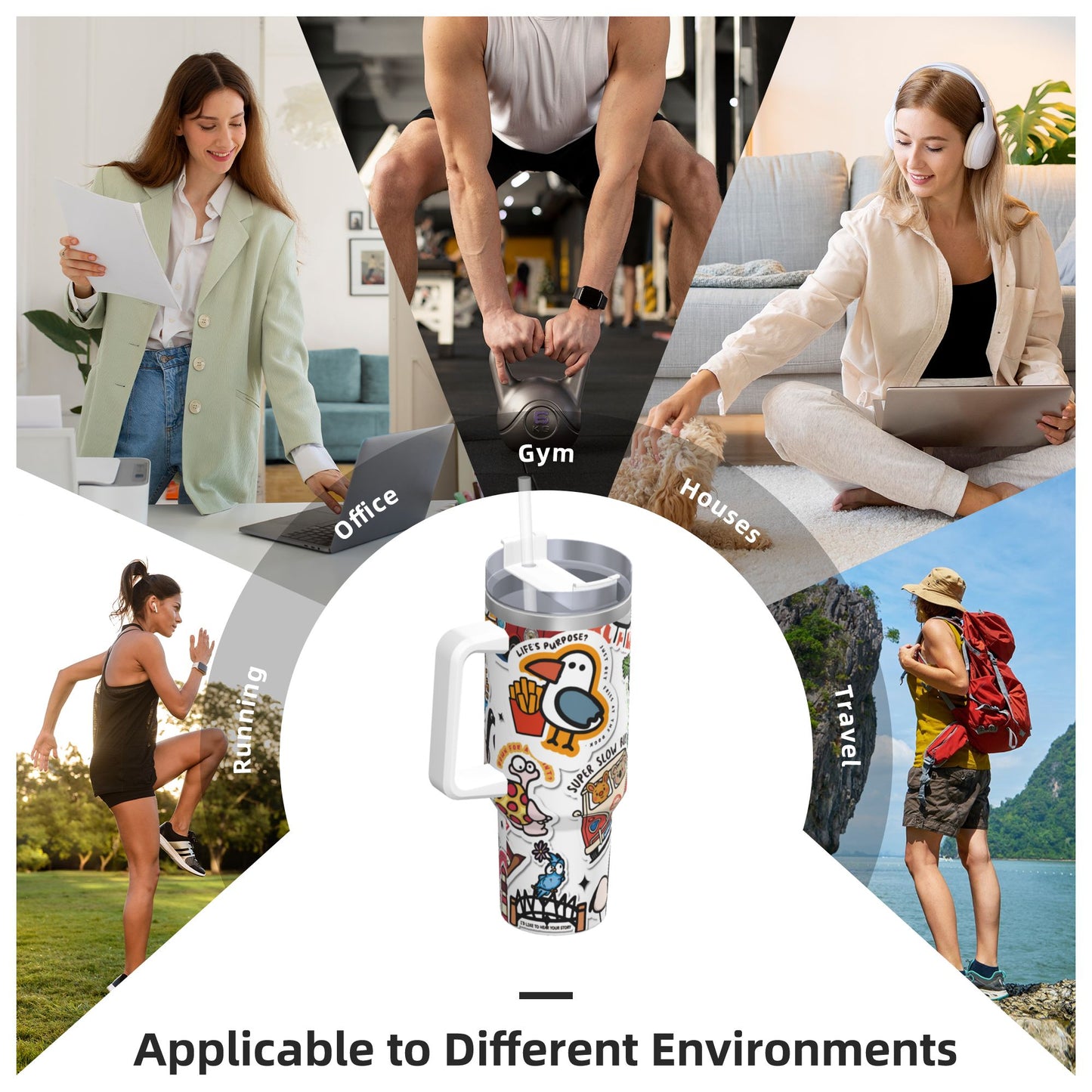 40oz Ice Bully With Handle And Straw Stainless Steel Vacuum Insulated Cup