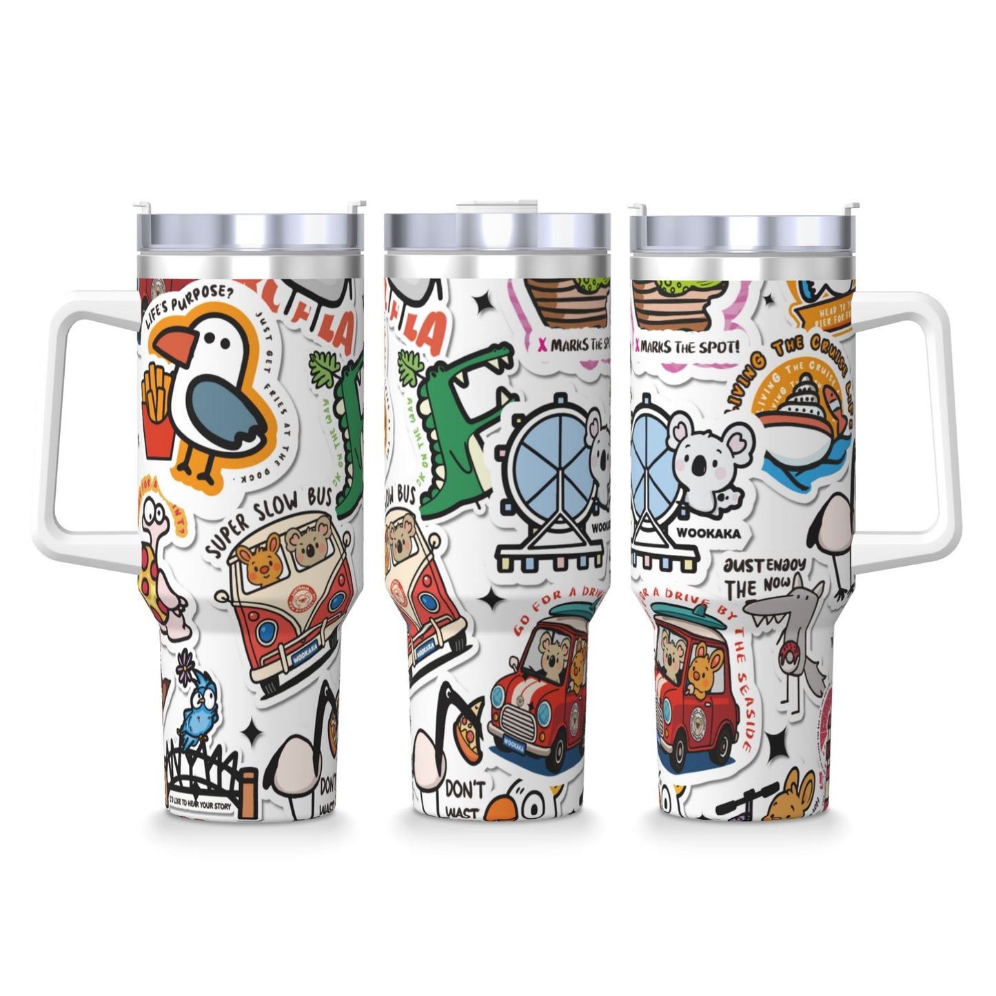 40oz Ice Bully With Handle And Straw Stainless Steel Vacuum Insulated Cup