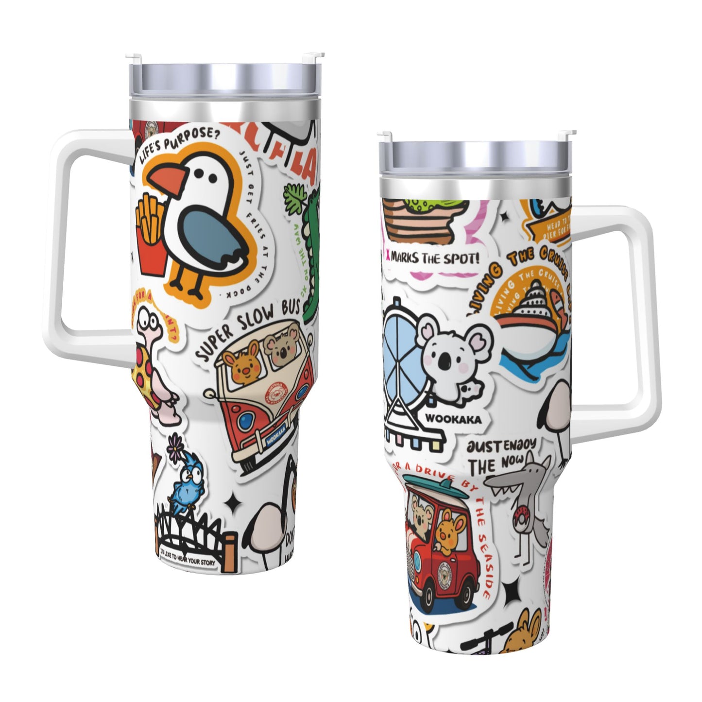 40oz Ice Bully With Handle And Straw Stainless Steel Vacuum Insulated Cup