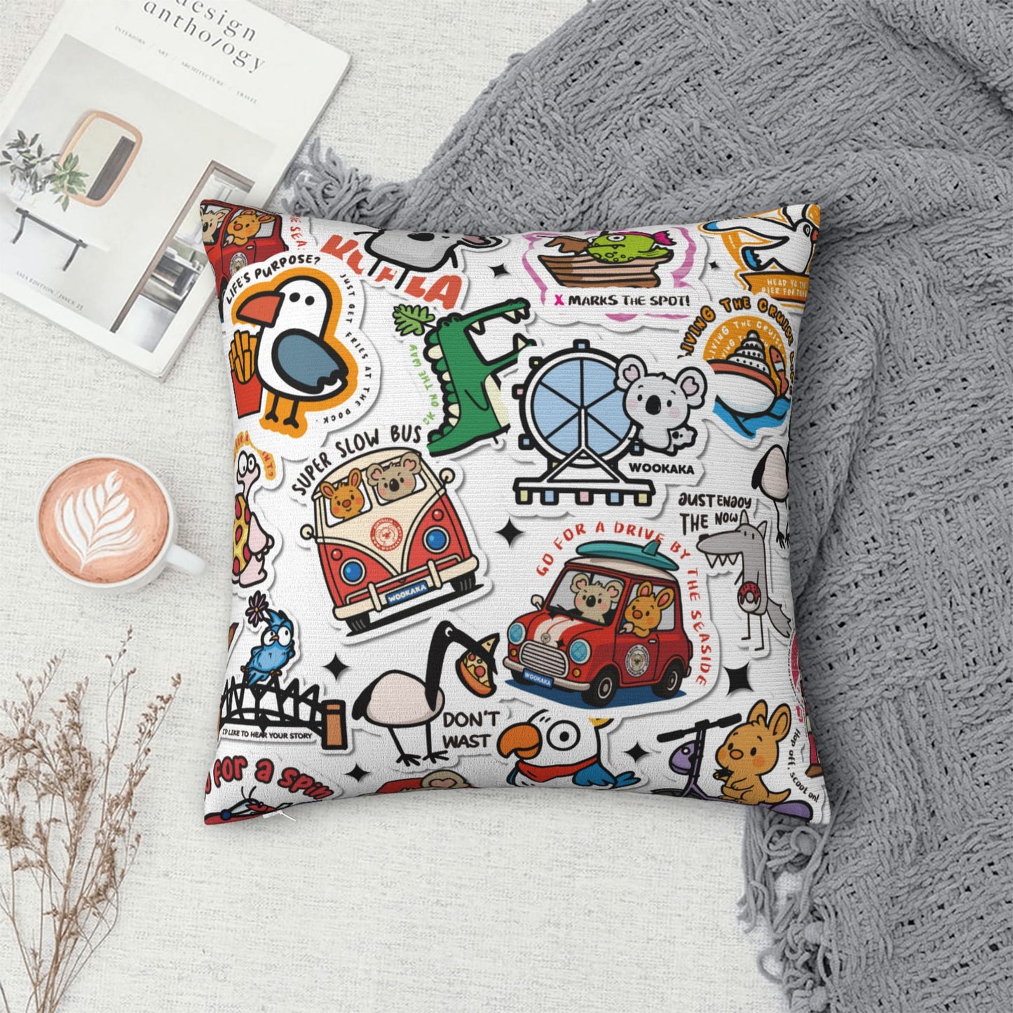 Cute Cartoon Square Pillow Cover
