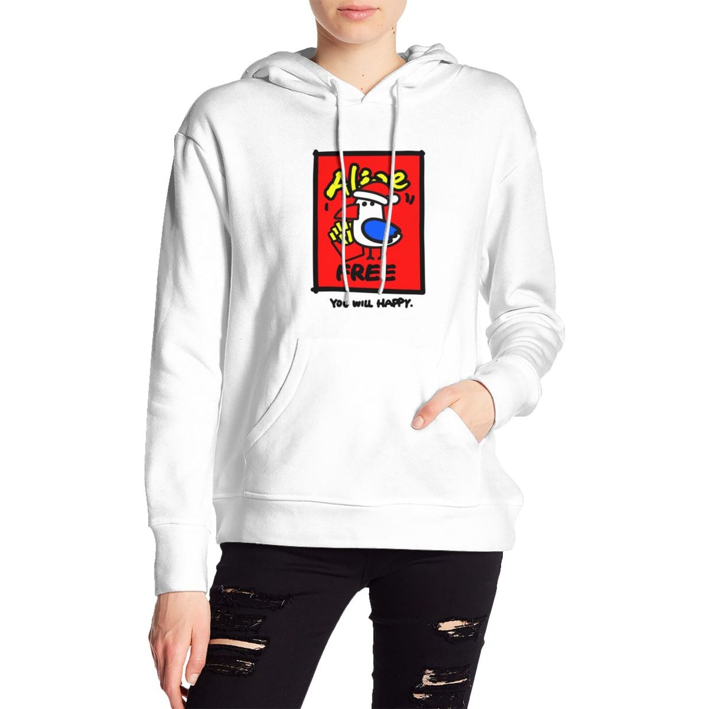 Cartoon Graphic Fleece Hoodie for Men and Women