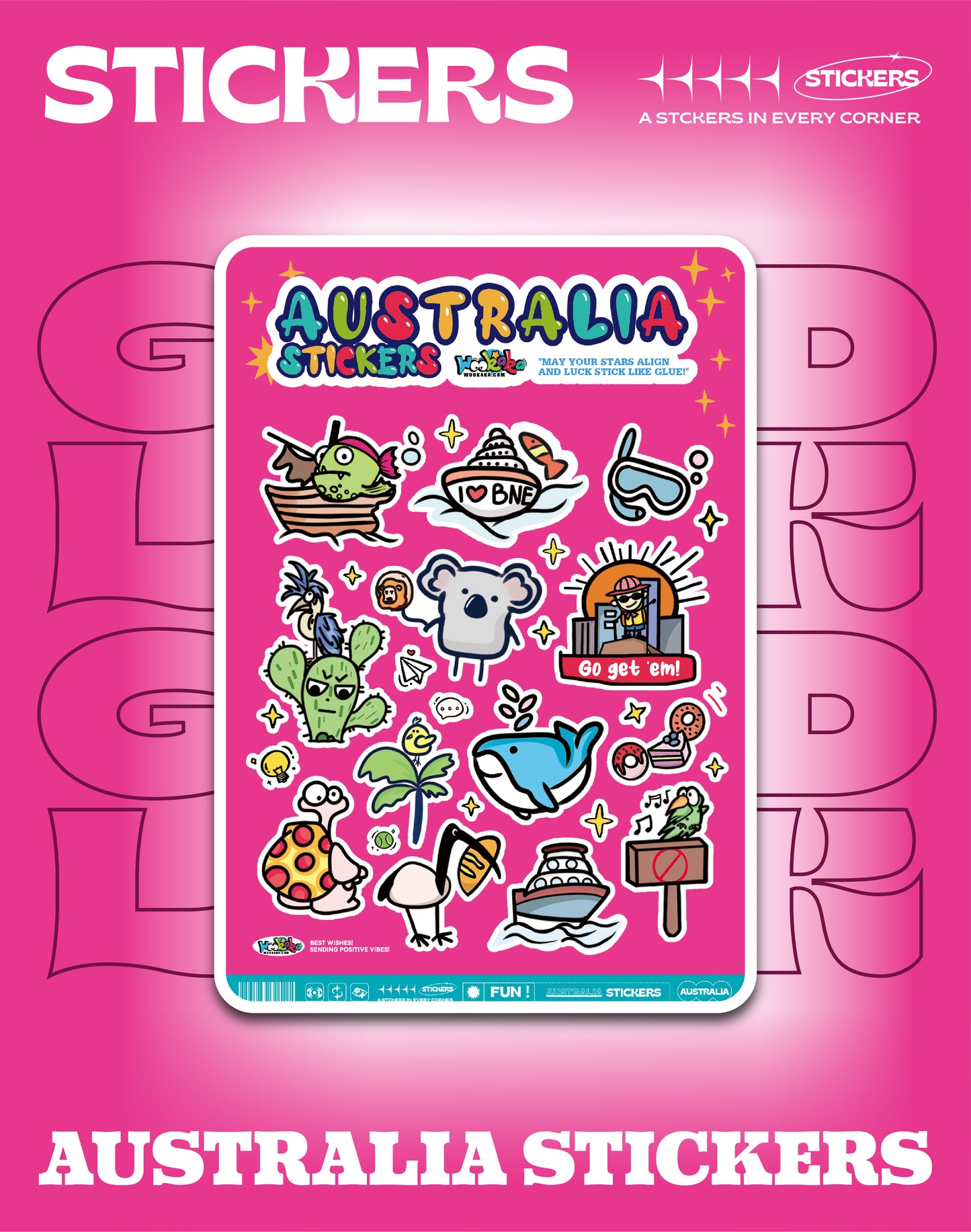 Australia's icon Stickers-Red