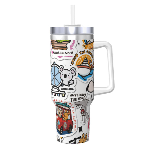 40oz Ice Bully With Handle And Straw Stainless Steel Vacuum Insulated Cup
