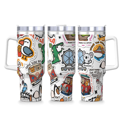 40oz Ice Bully With Handle And Straw Stainless Steel Vacuum Insulated Cup