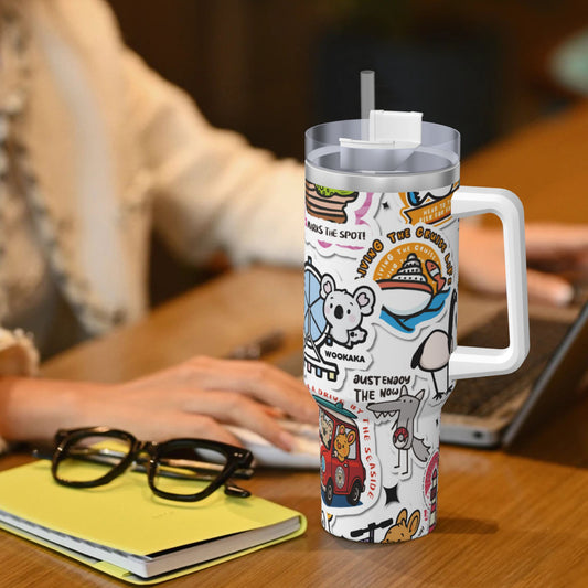40oz Ice Bully With Handle And Straw Stainless Steel Vacuum Insulated Cup