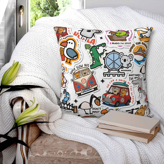 Cute Cartoon Square Pillow Cover