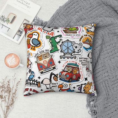 Cute Cartoon Square Pillow Cover