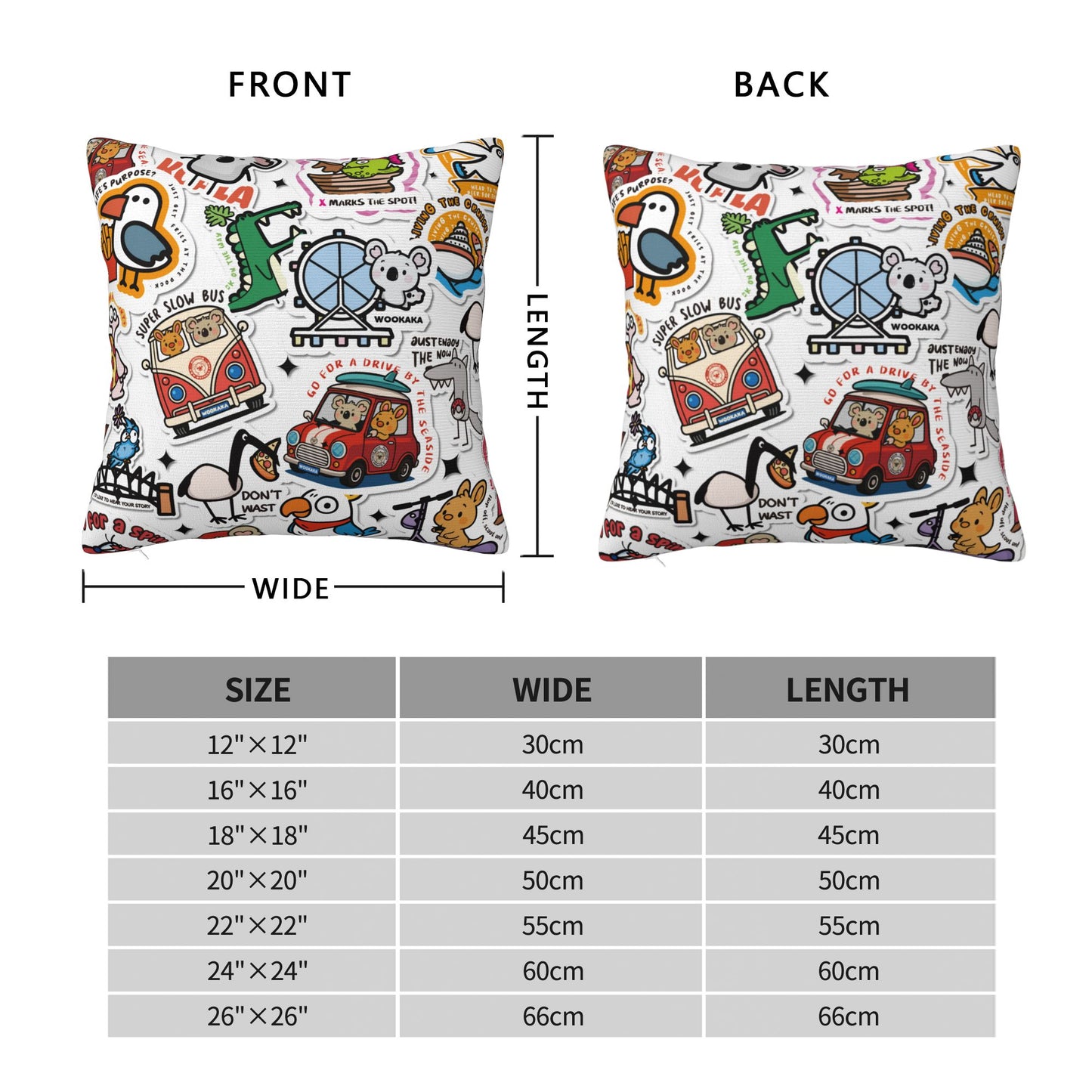 Cute Cartoon Square Pillow Cover