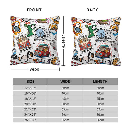 Cute Cartoon Square Pillow Cover
