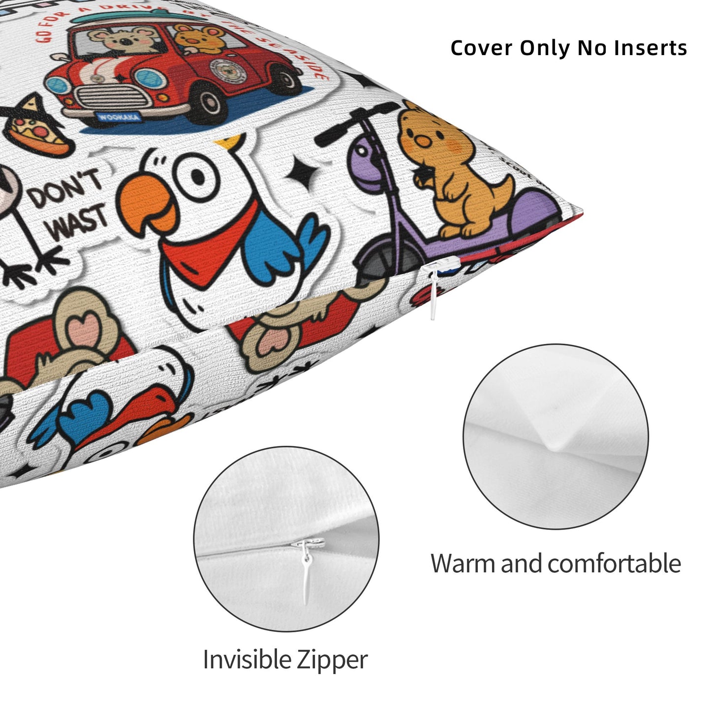 Cute Cartoon Square Pillow Cover
