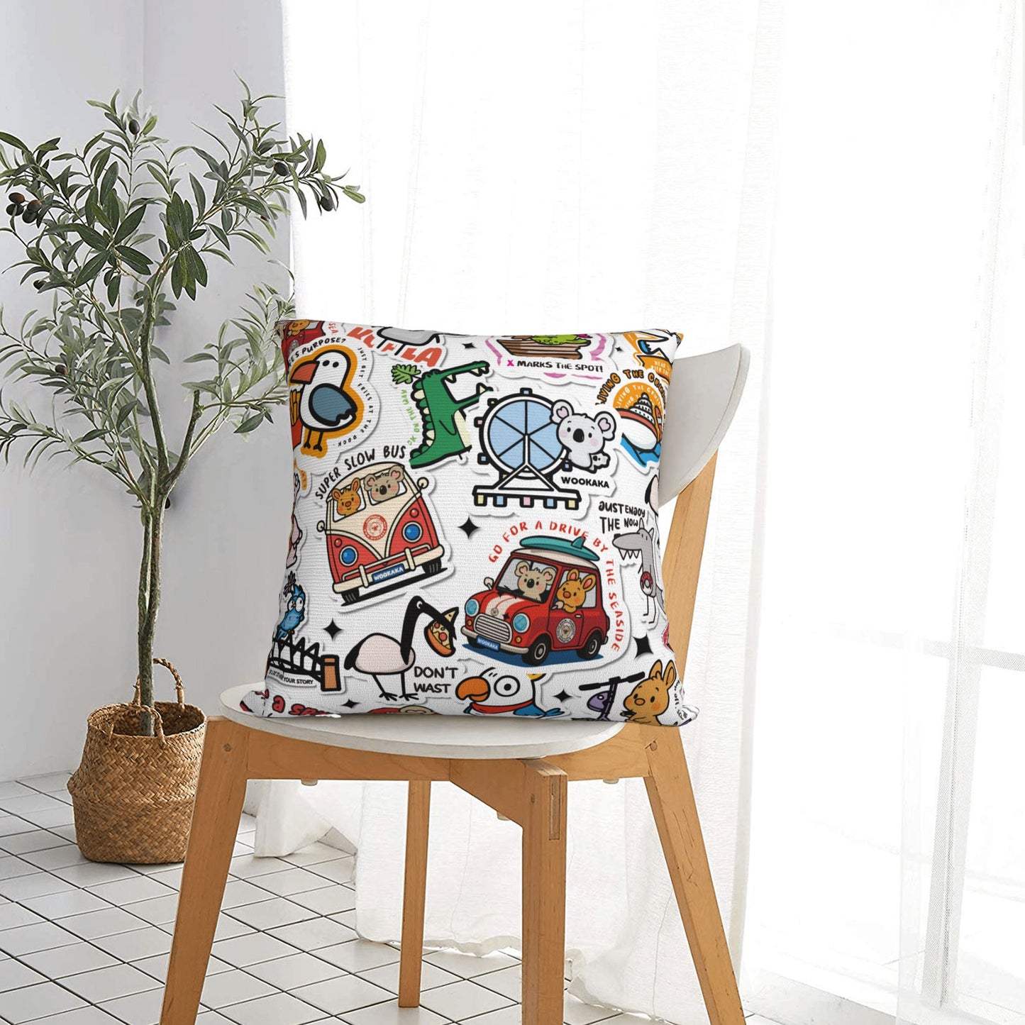 Cute Cartoon Square Pillow Cover