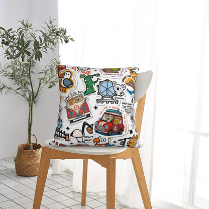 Cute Cartoon Square Pillow Cover