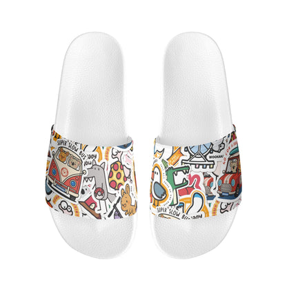 Kid's PVC Black and White House Slides Sandals Bathroom Slippers