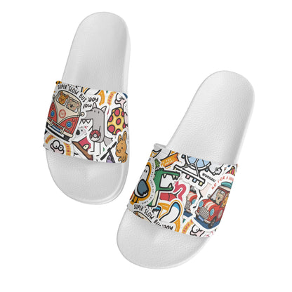 Kid's PVC Black and White House Slides Sandals Bathroom Slippers