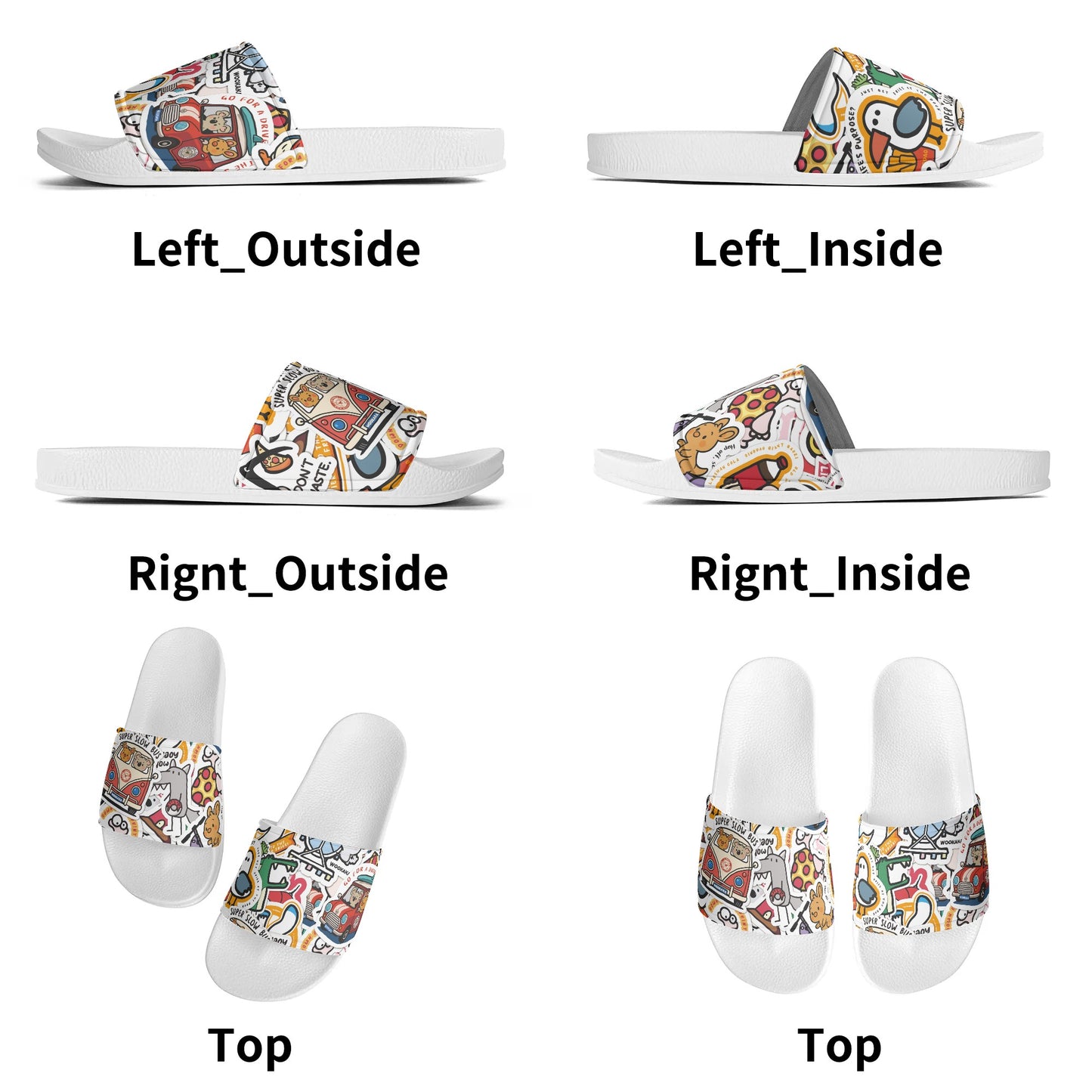 Kid's PVC Black and White House Slides Sandals Bathroom Slippers